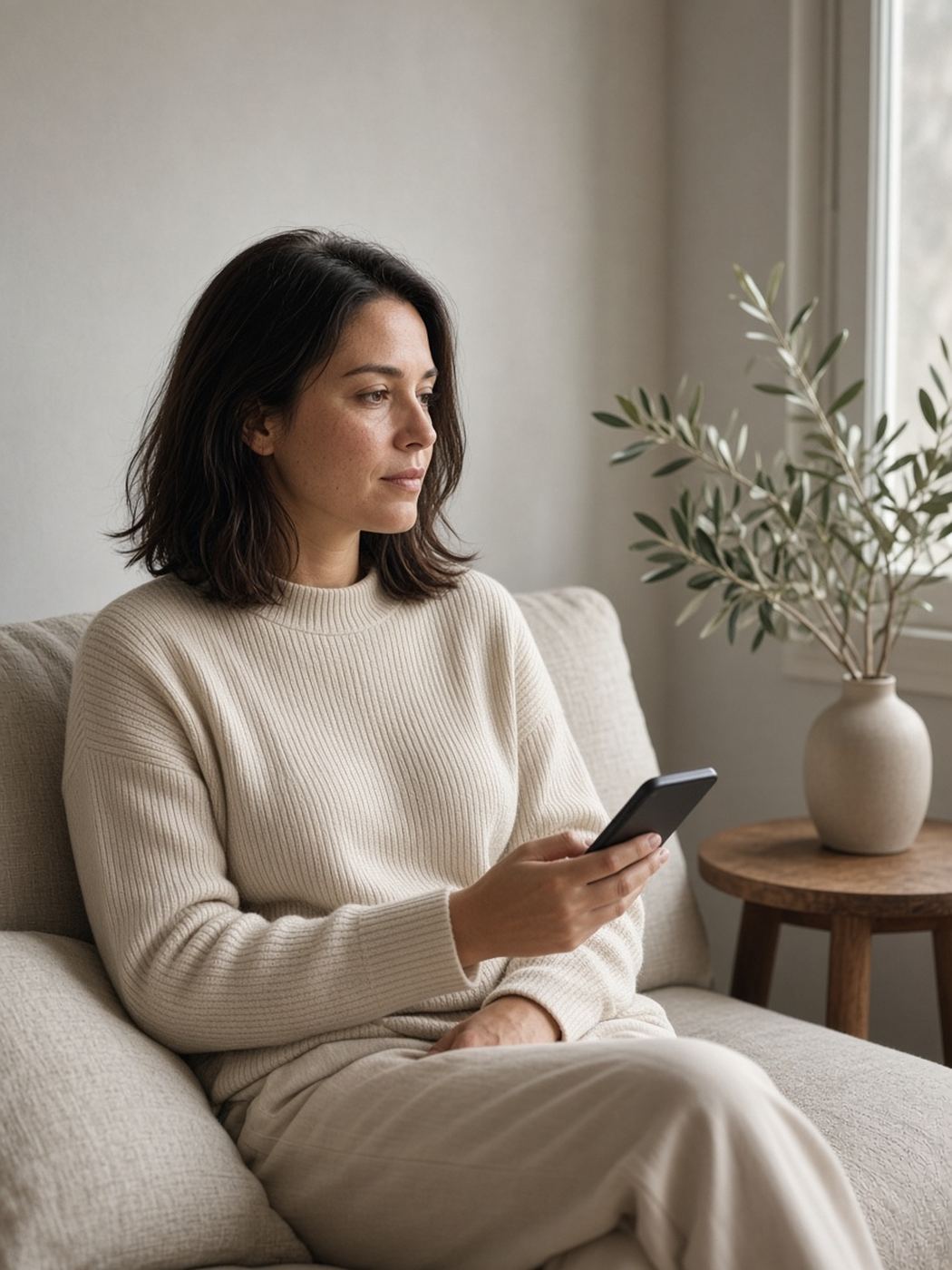 A member reading the care thread beside a window