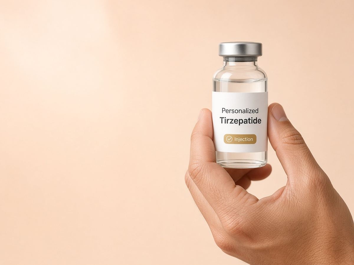 Hand holding personalized Tirzepatide
